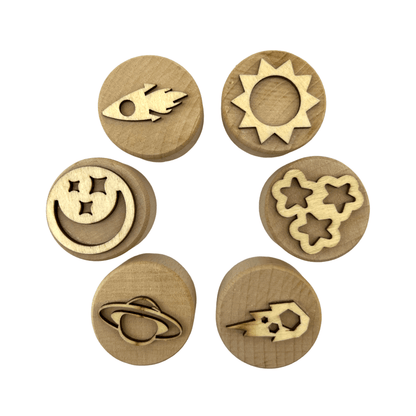 **Pre - order (Ships in 3 - 4 Weeks)**Wooden Playdough Stampers Set - The Nurturing Nook