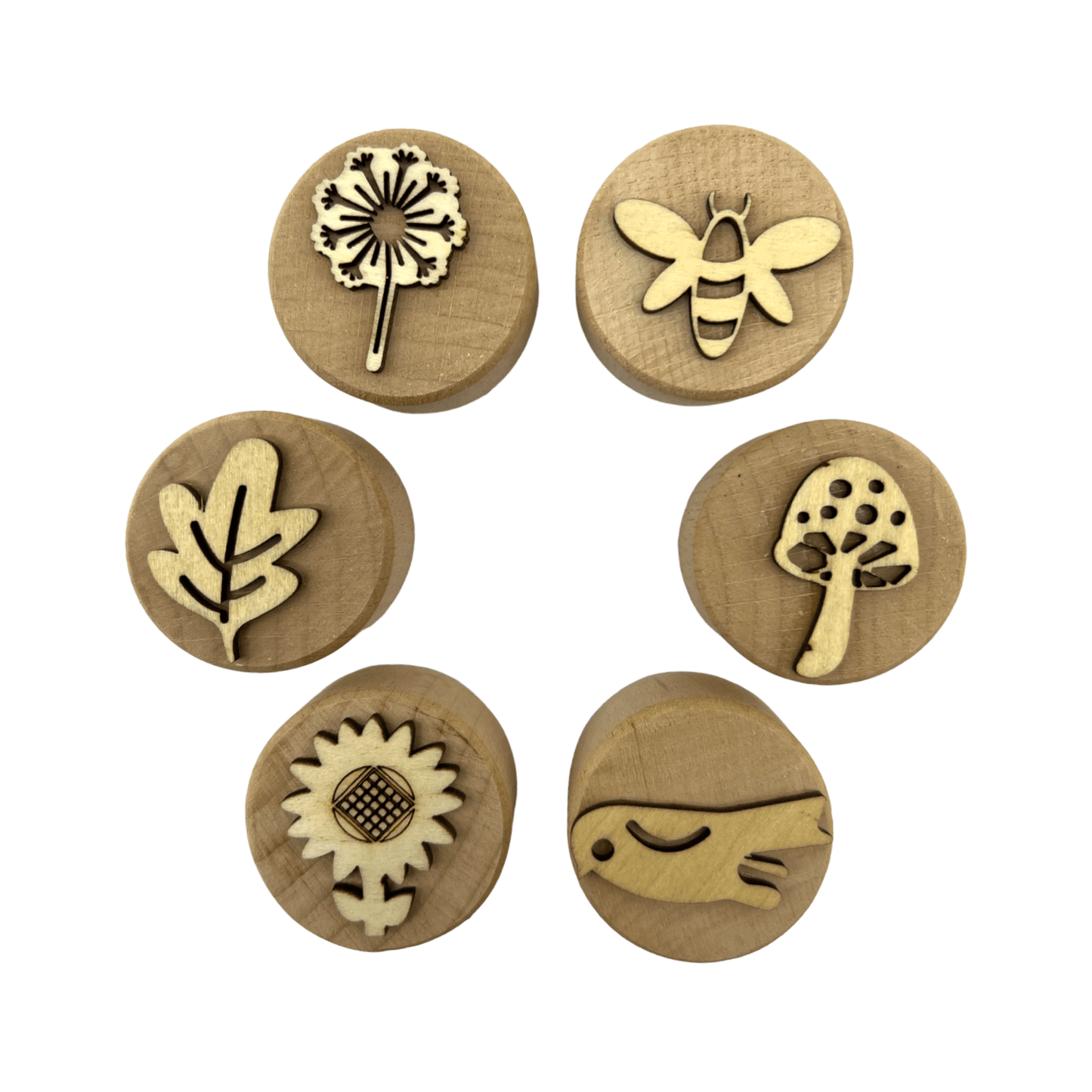 **Pre - order (Ships in 3 - 4 Weeks)**Wooden Playdough Stampers Set - The Nurturing Nook