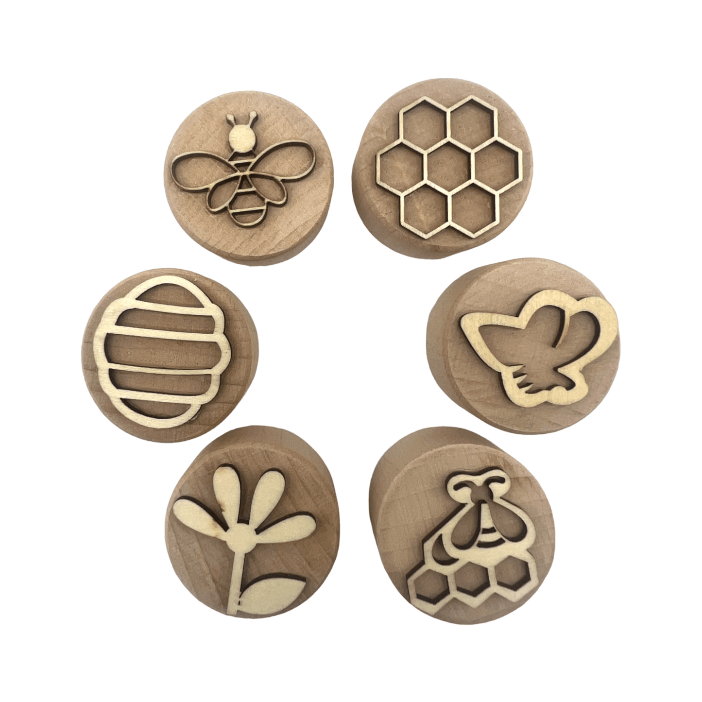 **Pre - order (Ships in 3 - 4 Weeks)**Wooden Playdough Stampers Set - The Nurturing Nook