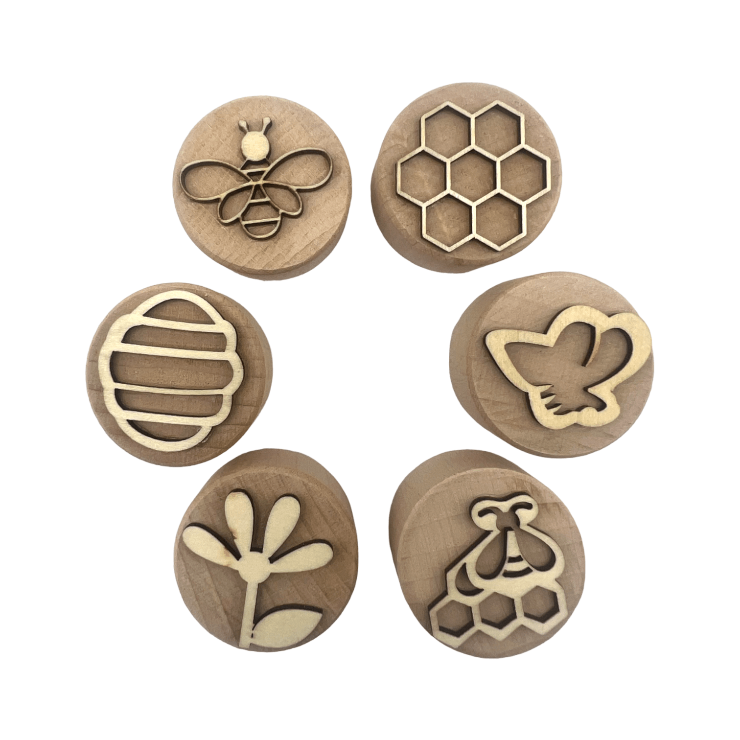**Pre - order (Ships in 3 - 4 Weeks)**Wooden Playdough Stampers Set - The Nurturing Nook