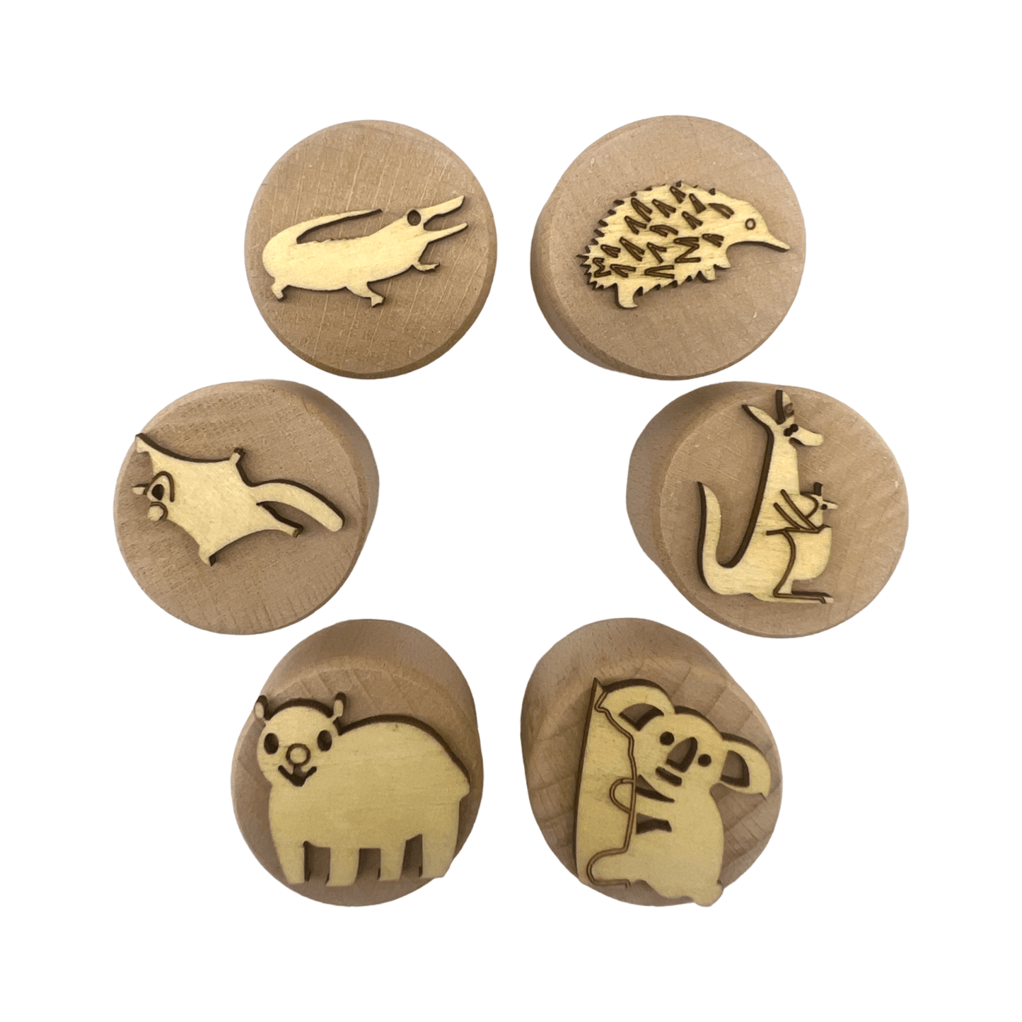 **Pre - order (Ships in 3 - 4 Weeks)**Wooden Playdough Stampers Set - The Nurturing Nook