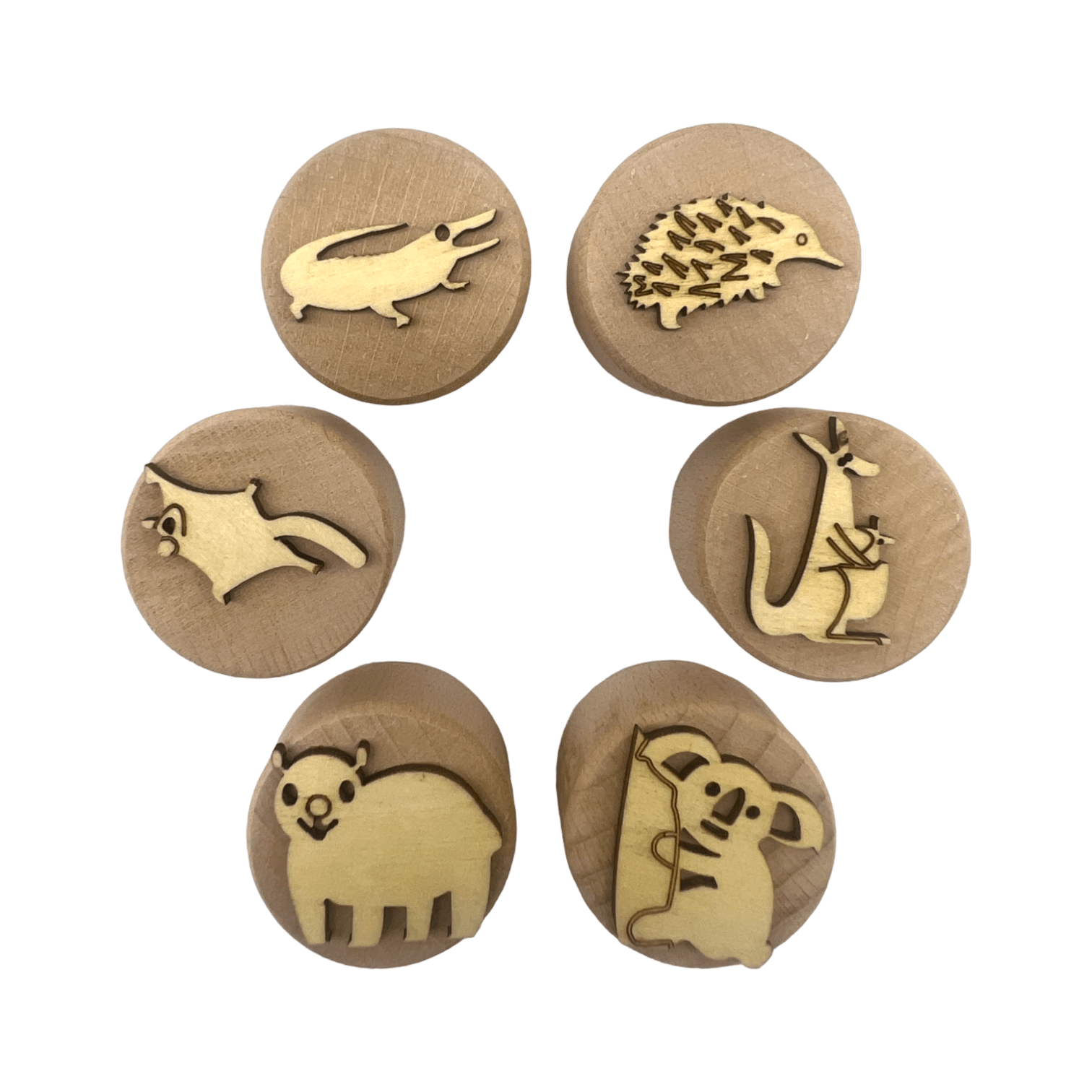 **Pre - order (Ships in 3 - 4 Weeks)**Wooden Playdough Stampers Set - The Nurturing Nook