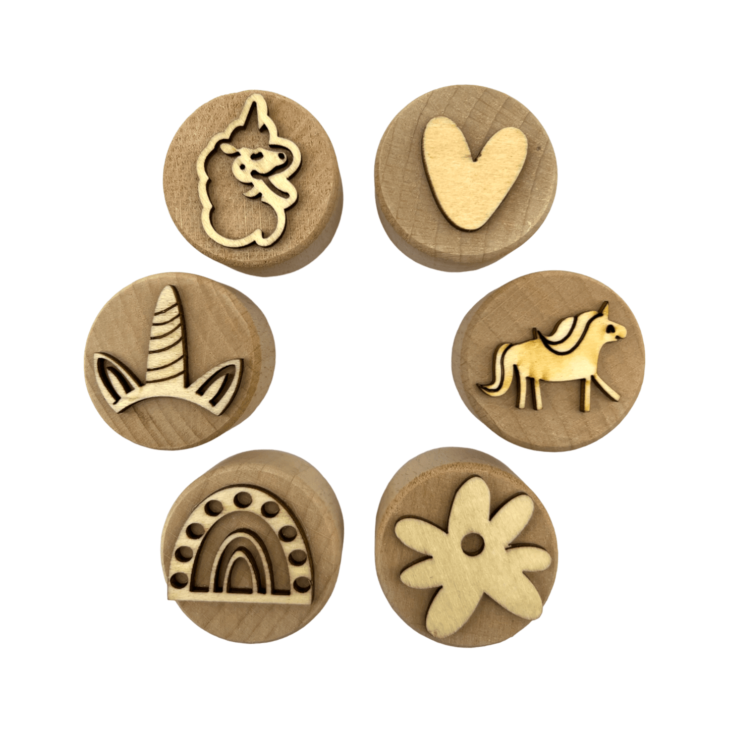 **Pre - order (Ships in 3 - 4 Weeks)**Wooden Playdough Stampers Set - The Nurturing Nook