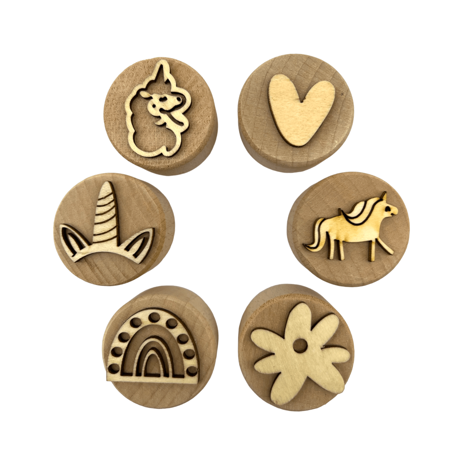 **Pre - order (Ships in 3 - 4 Weeks)**Wooden Playdough Stampers Set - The Nurturing Nook
