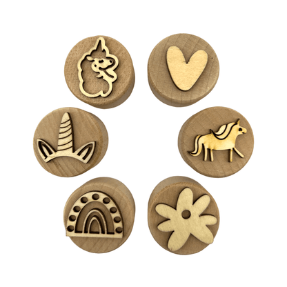 **Pre - order (Ships in 3 - 4 Weeks)**Wooden Playdough Stampers Set - The Nurturing Nook