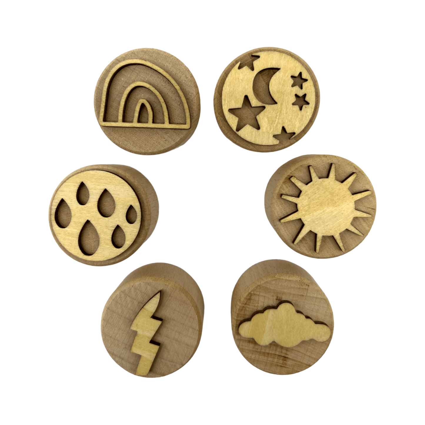 **Pre - order (Ships in 3 - 4 Weeks)**Wooden Playdough Stampers Set - The Nurturing Nook