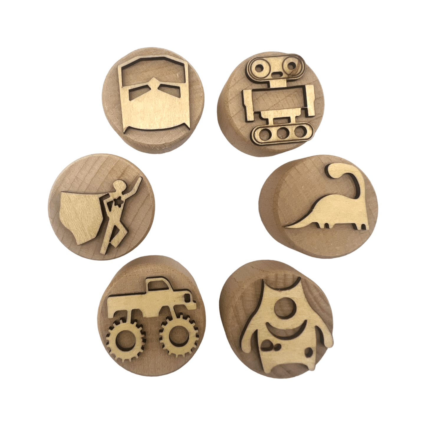 **Pre - order (Ships in 3 - 4 Weeks)**Wooden Playdough Stampers Set - The Nurturing Nook