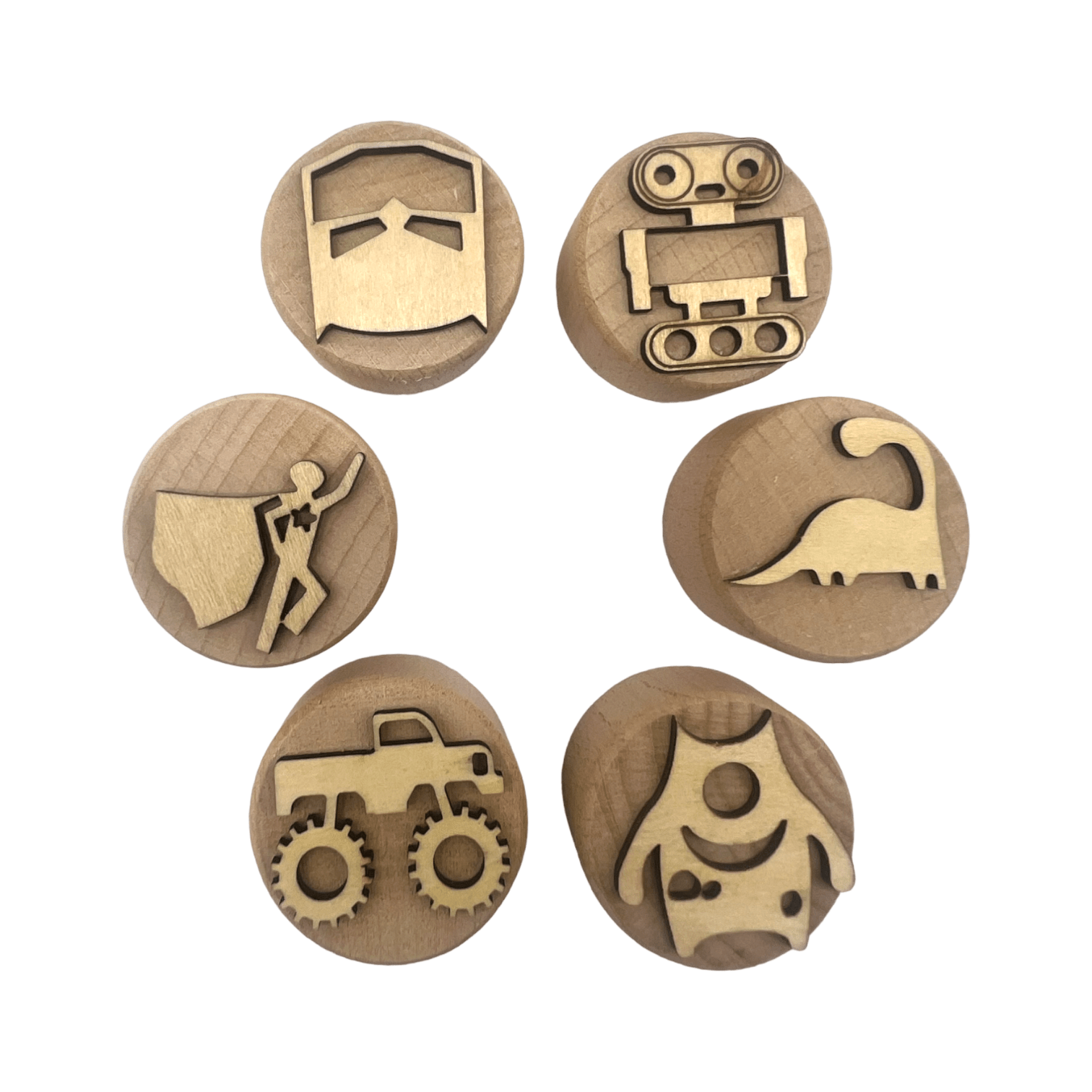 **Pre - order (Ships in 3 - 4 Weeks)**Wooden Playdough Stampers Set - The Nurturing Nook