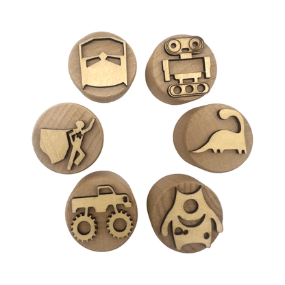 **Pre - order (Ships in 3 - 4 Weeks)**Wooden Playdough Stampers Set - The Nurturing Nook