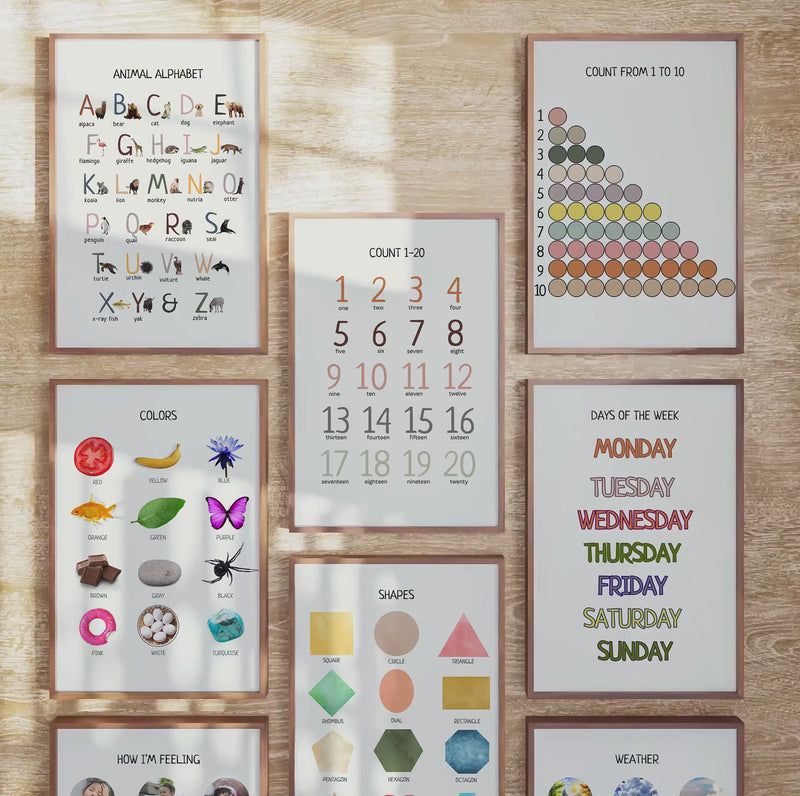 Educational Posters Bundle - 36 Printable Learning Prints for Montessori Classroom, Homeschool & Preschool Decor | Digital Download