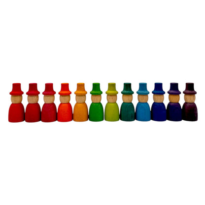 Rainbow & Pastel Wooden Peg Dolls Collection – 5 Styles - The Nurturing Nook