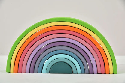 Rainbow wooden blocks for toddlers – Montessori stacking set - The Nurturing Nook
