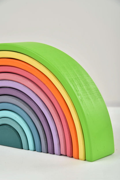 Rainbow wooden blocks for toddlers – Montessori stacking set - The Nurturing Nook