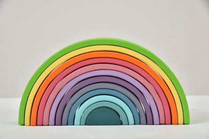 Rainbow wooden blocks for toddlers – Montessori stacking set - The Nurturing Nook