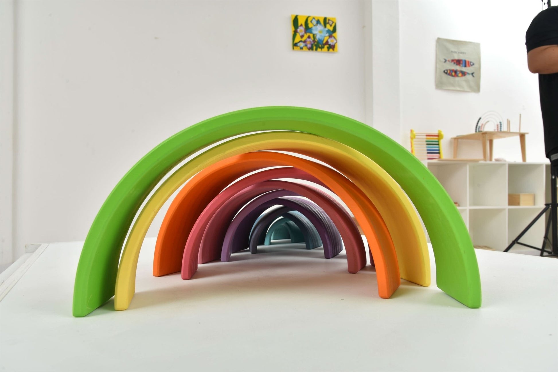 Rainbow wooden blocks for toddlers – Montessori stacking set - The Nurturing Nook