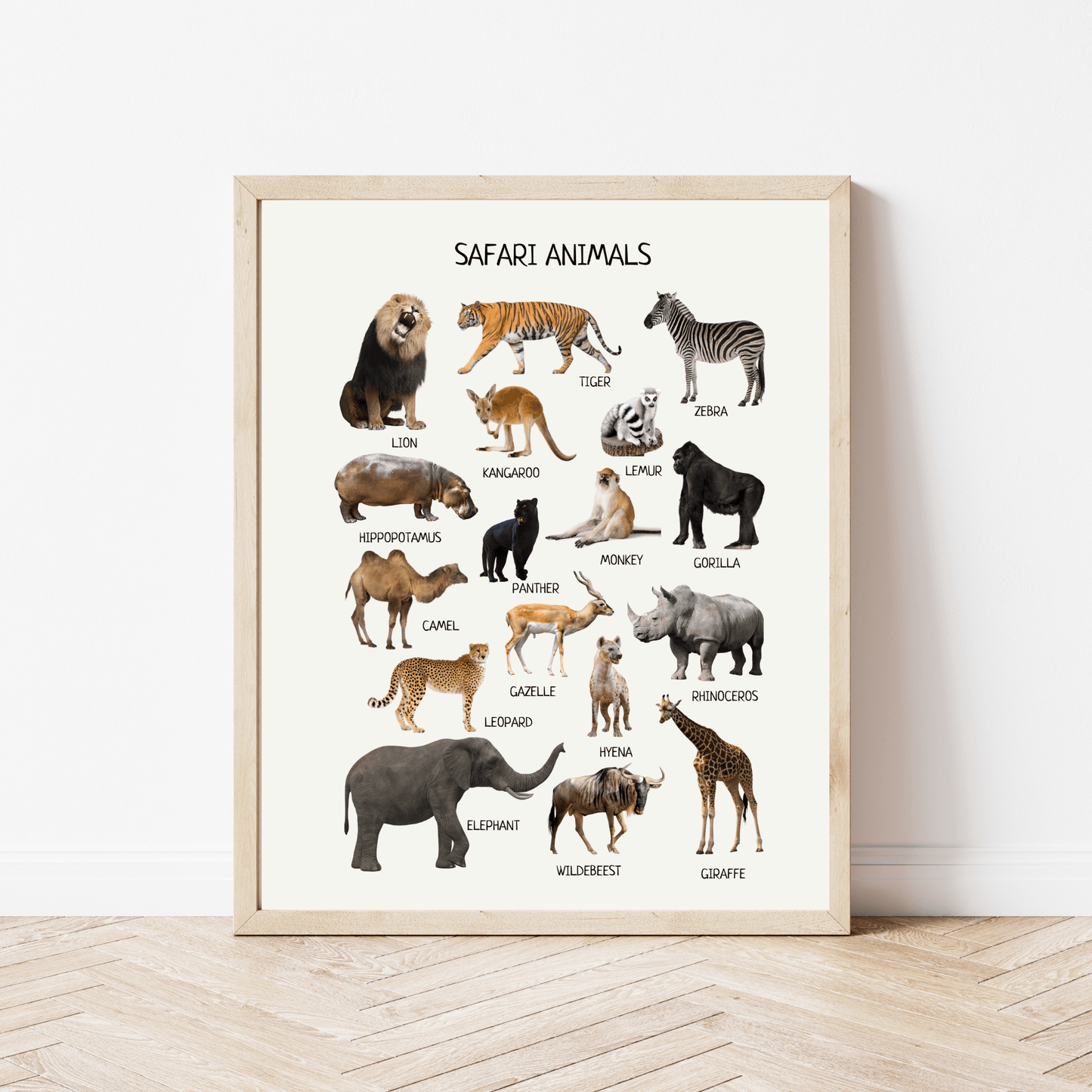 Safari Animals Educational Poster - Montessori Printable Decor for Classroom, Nursery & Kids’ Room | Digital Download - The Nurturing Nook