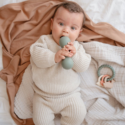 Silicone baby rattle toy for fine motor skills infants