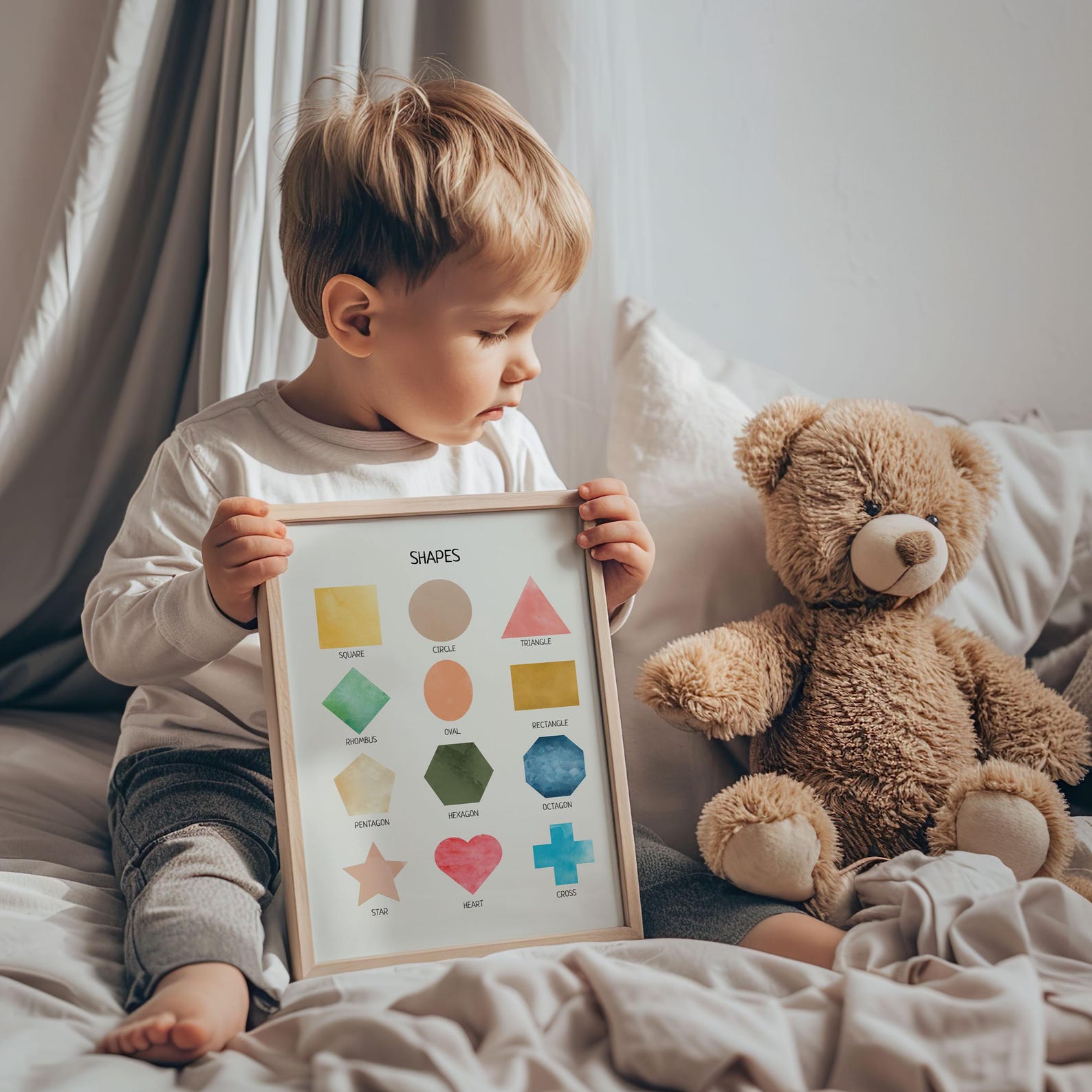 Shapes Poster - Montessori Educational Wall Art for Classroom, Nursery & Homeschool Learning | Digital Download - The Nurturing Nook