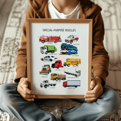 Special Transport Poster - Educational Vehicles Wall Art for Kids’ Room, Montessori Classroom & Nursery Decor | Digital Download - The Nurturing Nook