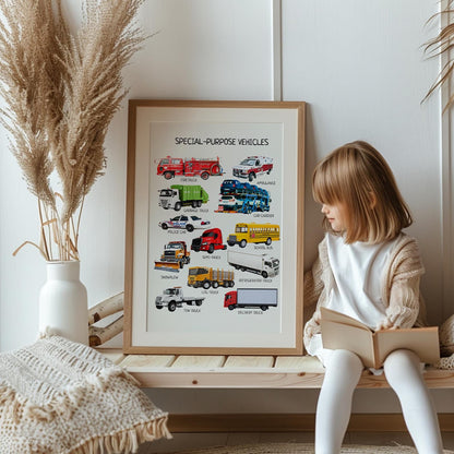 Special Transport Poster - Educational Vehicles Wall Art for Kids’ Room, Montessori Classroom & Nursery Decor | Digital Download - The Nurturing Nook
