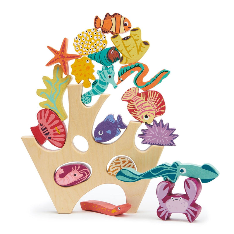 Tender Leaf Montessori wooden puzzle stacking coral reef toy