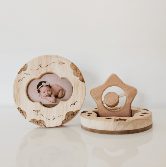 Star Rattle & Baby Mirror + Photo Frame Set - The Nurturing Nook