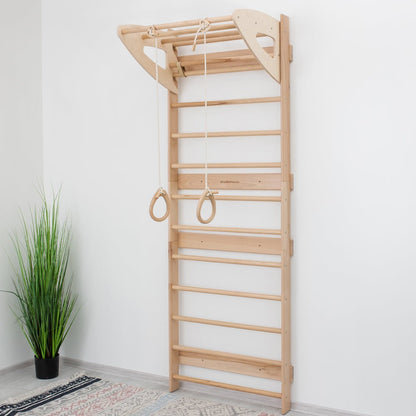 Swedish wall – with optional climbing and gym accessories - The Nurturing Nook
