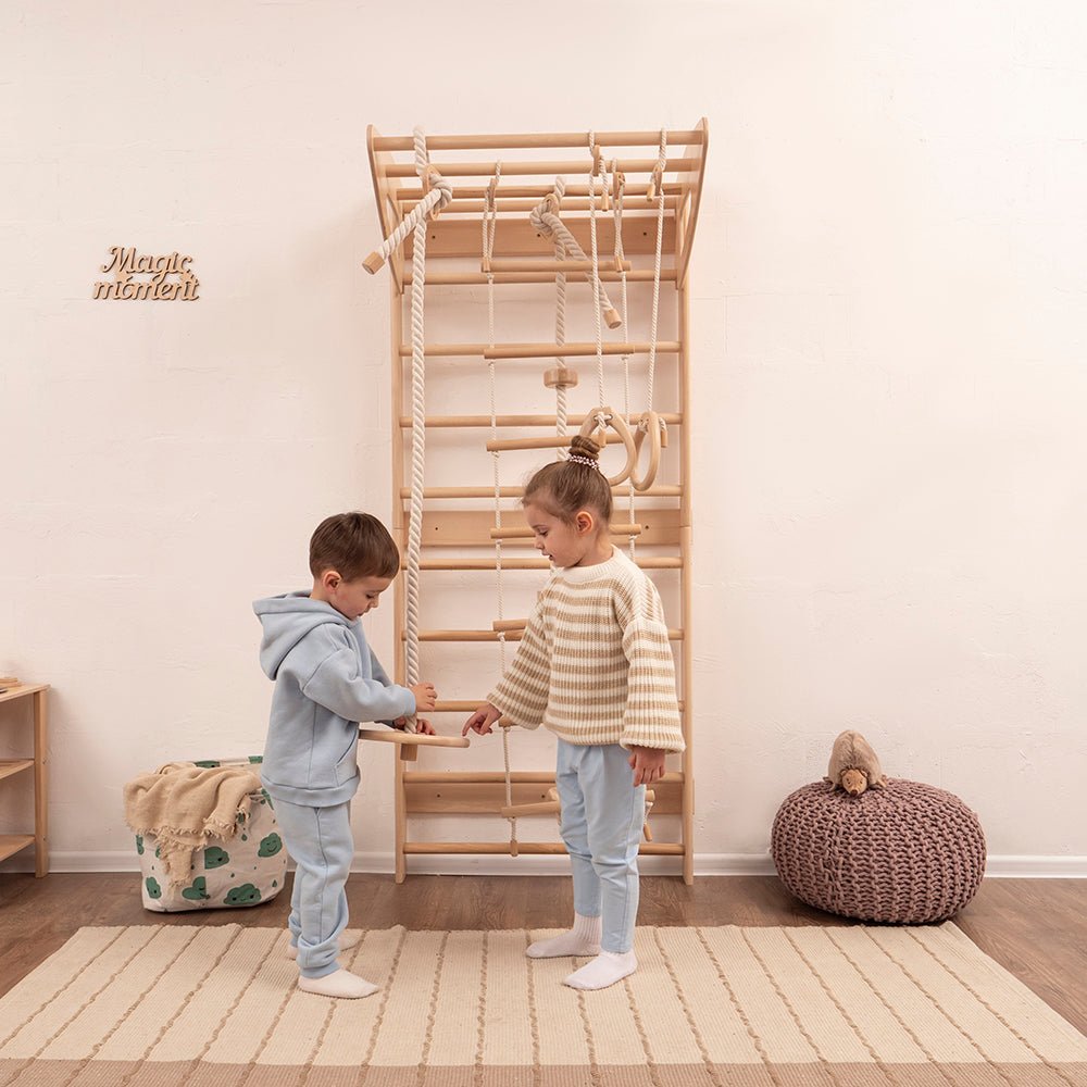 Swedish wall – with optional climbing and gym accessories - The Nurturing Nook