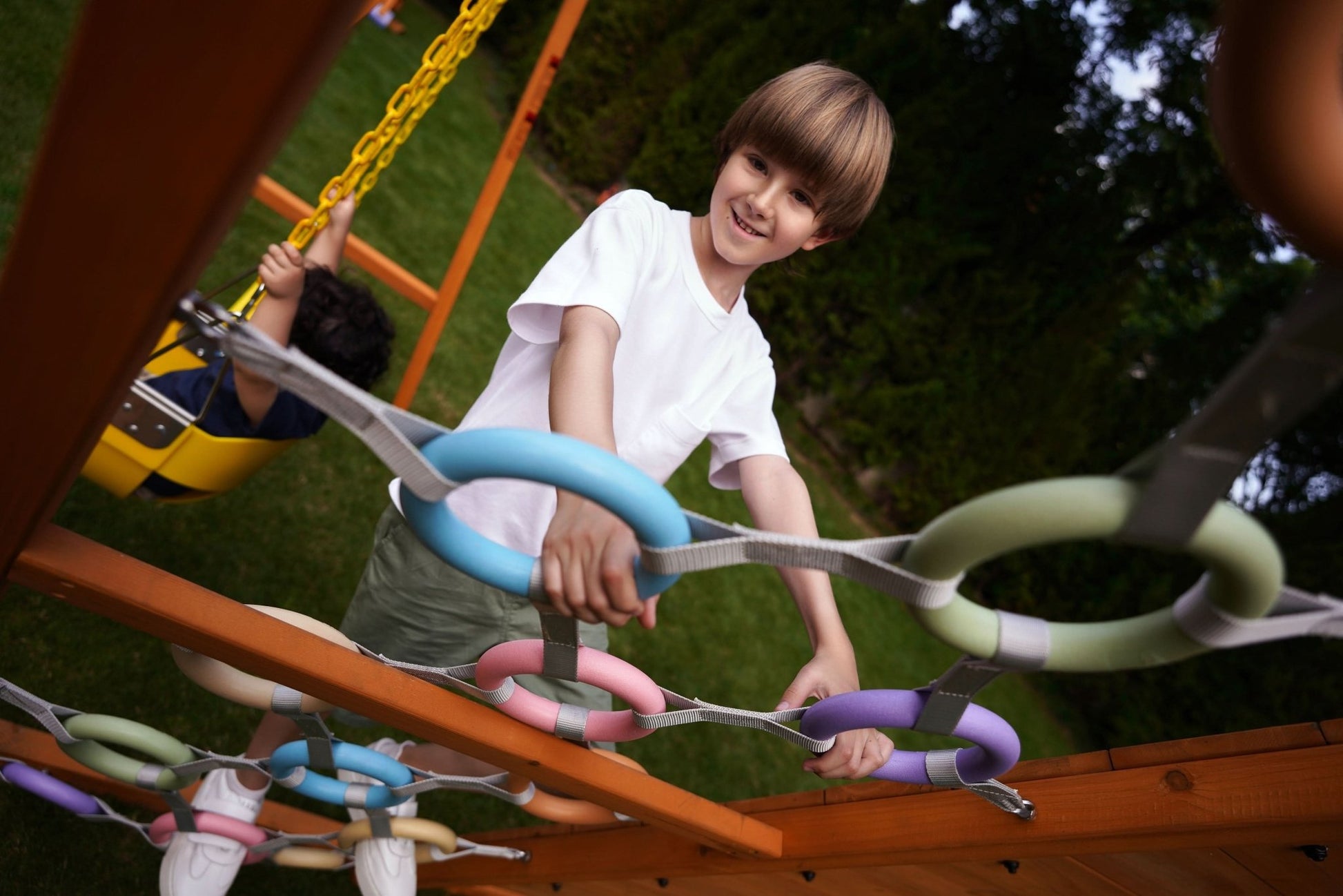 Sycamore - Backyard Ultimate Climbing Set with 2 Swings And Trapeze Bar - The Nurturing Nook
