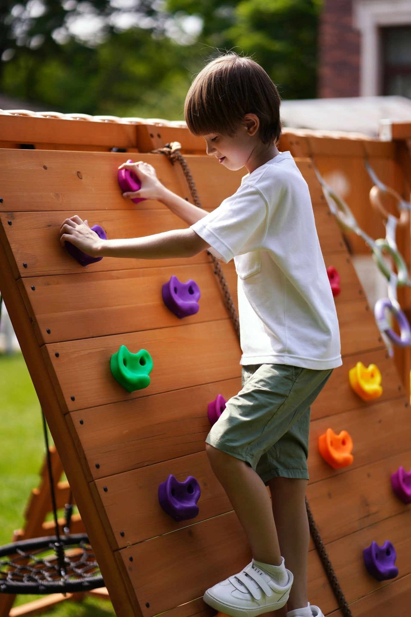 Sycamore - Backyard Ultimate Climbing Set with 2 Swings And Trapeze Bar - The Nurturing Nook