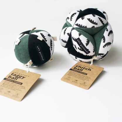 Taggy Ball with Rattle - Jungle Leaves - The Nurturing Nook