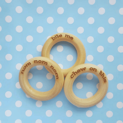 Teething Rings – Organic Wooden Teether for Babies, Funny Baby Gift - The Nurturing Nook