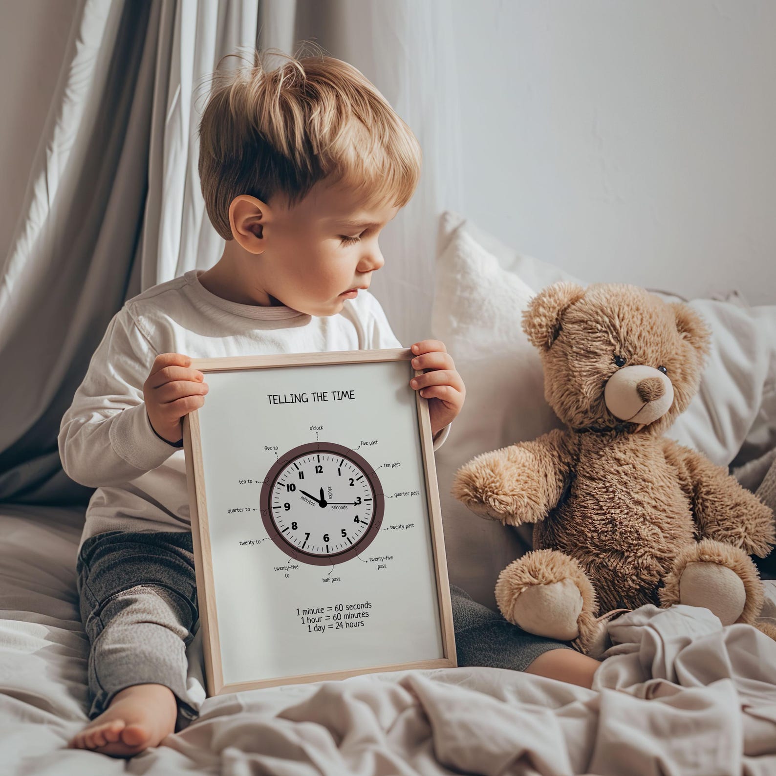 Telling the Time Poster - Educational Clock Learning Printable for Kids' Room, Playroom & Classroom | Digital Download - The Nurturing Nook