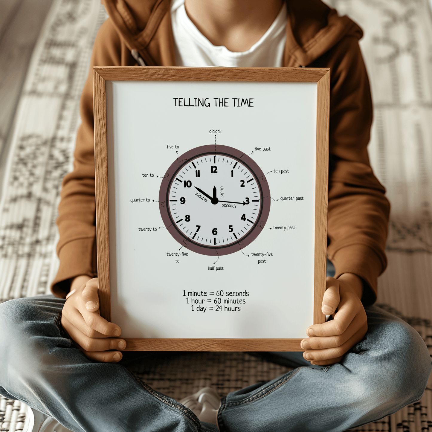 Telling the Time Poster - Educational Clock Learning Printable for Kids' Room, Playroom & Classroom | Digital Download - The Nurturing Nook