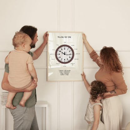 Telling the Time Poster - Educational Clock Learning Printable for Kids' Room, Playroom & Classroom | Digital Download - The Nurturing Nook