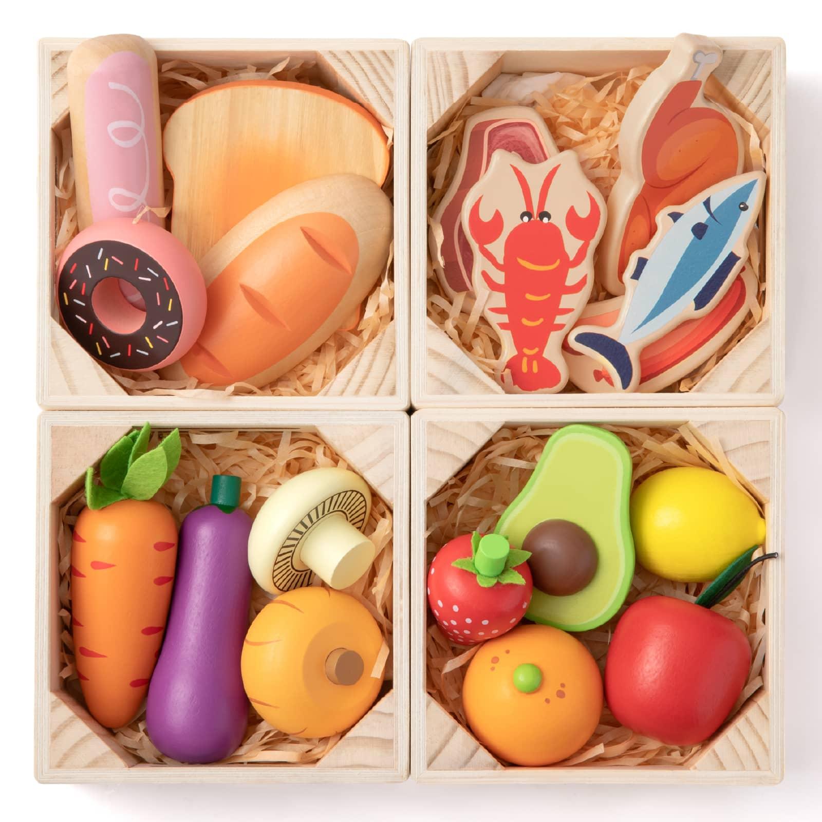 Tiny Land® Wooden Play Food For Kitchen with NO rack - The Nurturing Nook