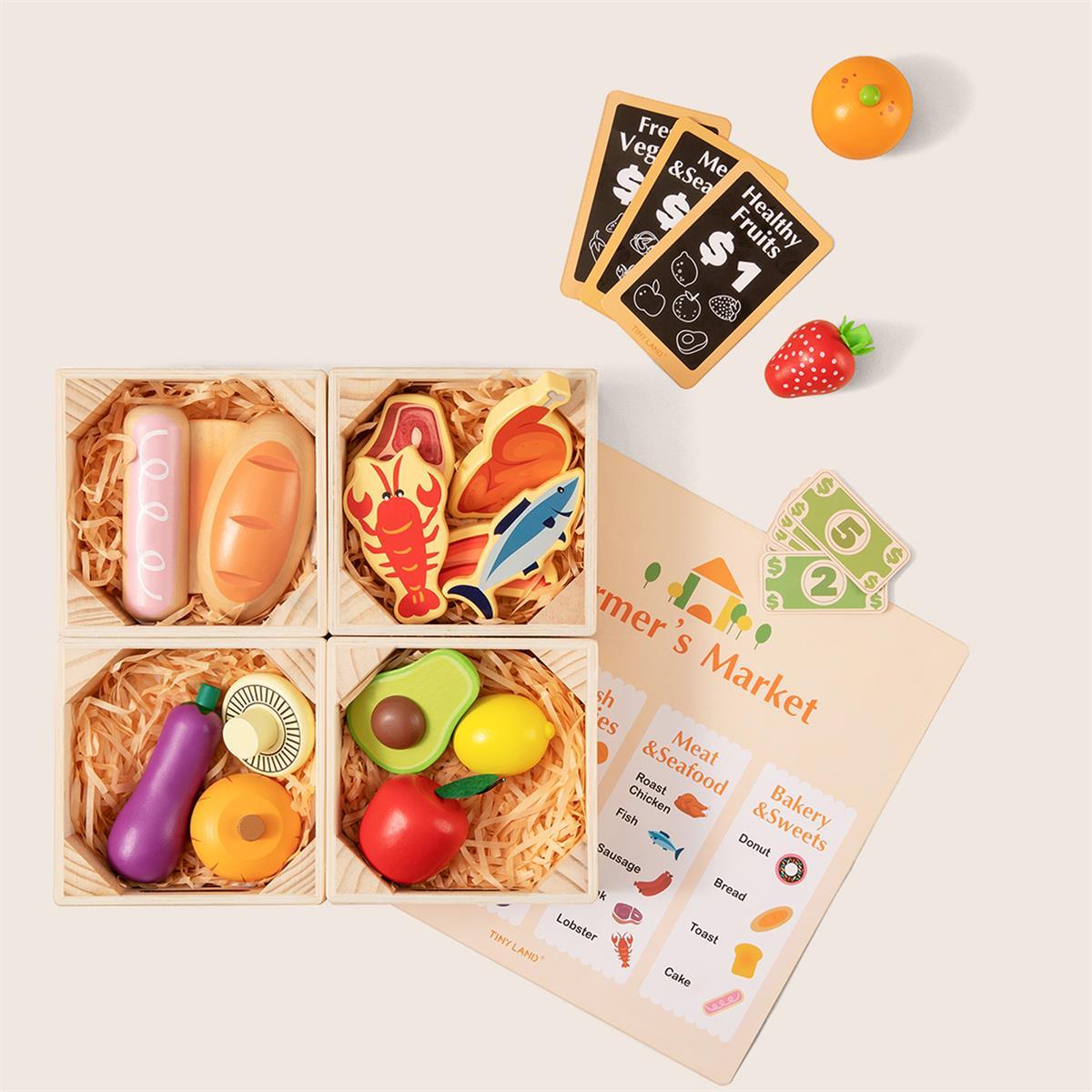 Tiny Land® Wooden Play Food For Kitchen with NO rack - The Nurturing Nook