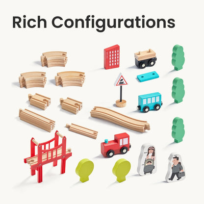 Tiny Land® Wooden Train Set for Children 39 Pcs - The Nurturing Nook