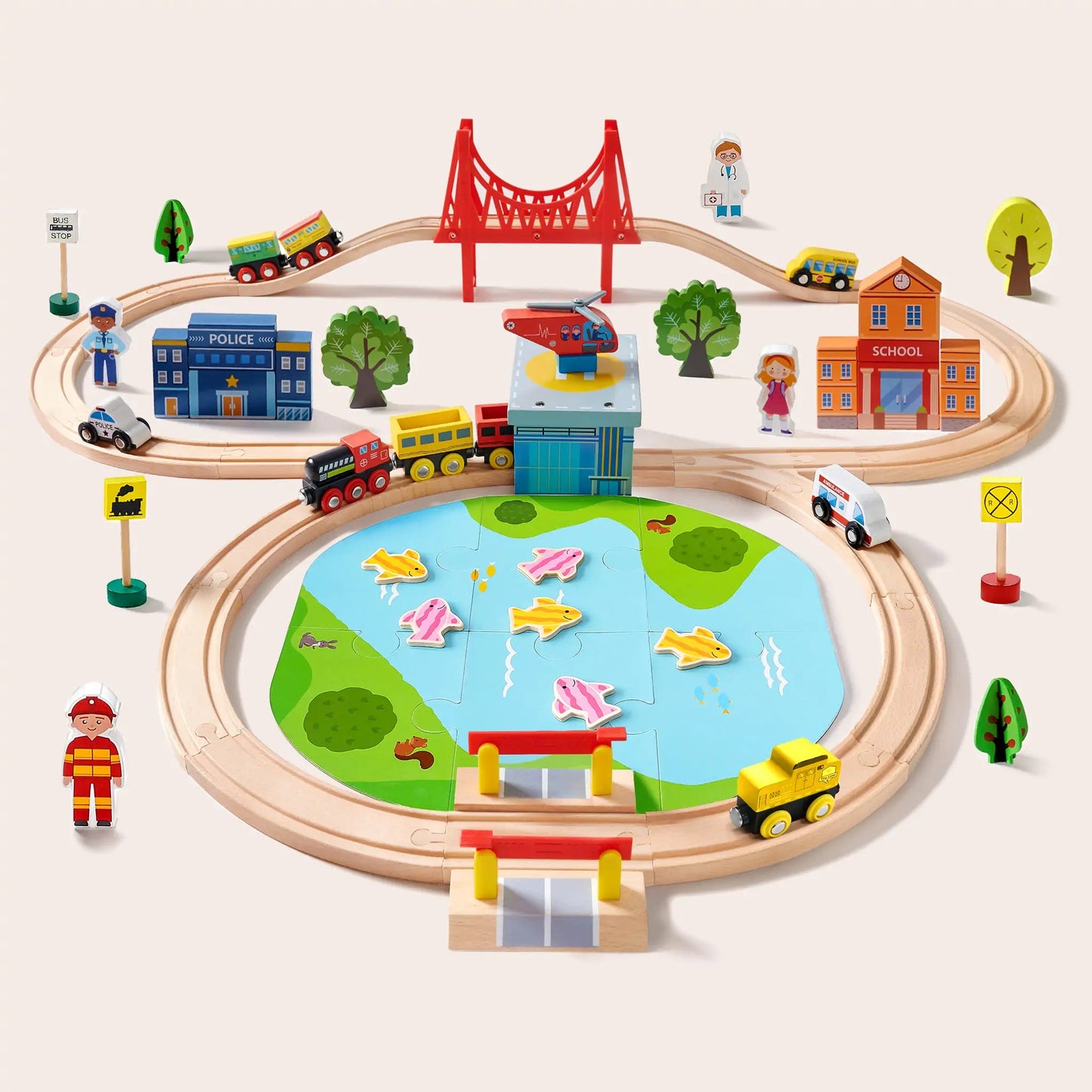 Tiny Land® wooden train sets – 55pcs & 110pcs options - The Nurturing Nook
