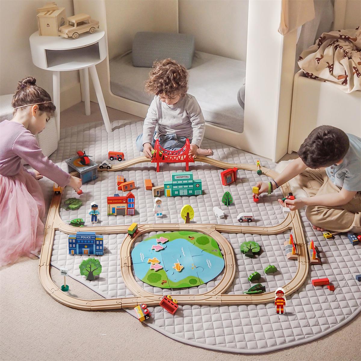 Tiny Land® wooden train sets – 55pcs & 110pcs options - The Nurturing Nook