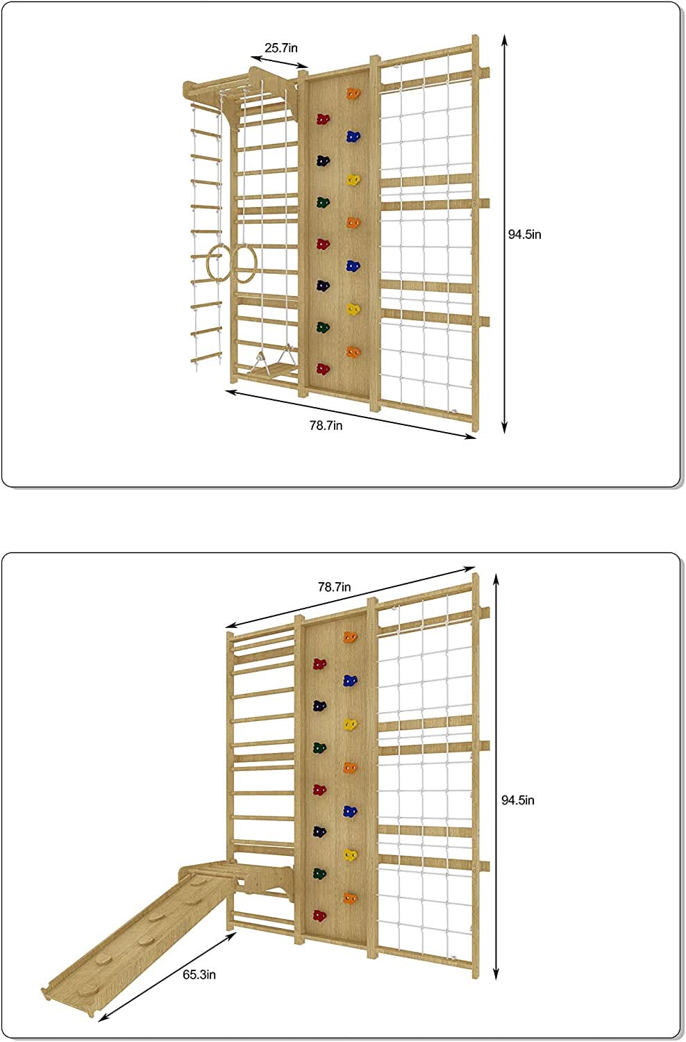 Walnut - 9 - in - 1 Swedish ladder wall gym and climber - The Nurturing Nook