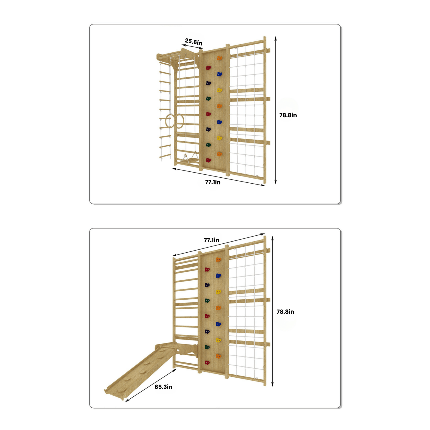 Walnut - 9 - in - 1 Swedish ladder wall gym and climber - The Nurturing Nook