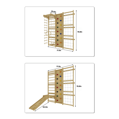 Walnut - 9 - in - 1 Swedish ladder wall gym and climber - The Nurturing Nook