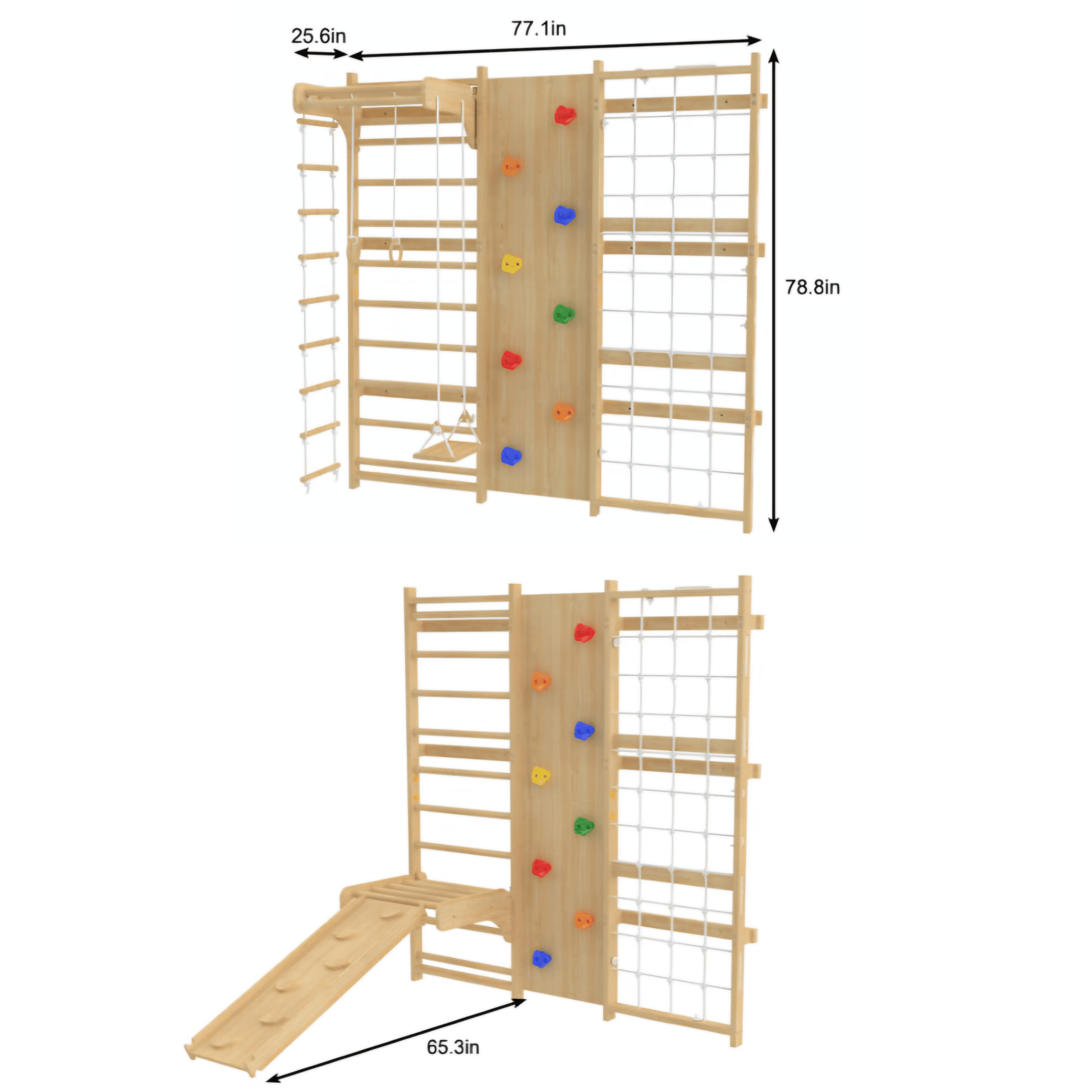 Walnut - 9 - in - 1 Swedish ladder wall gym and climber - The Nurturing Nook