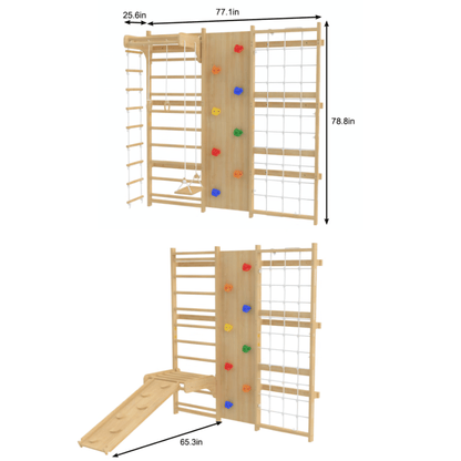 Walnut - 9 - in - 1 Swedish ladder wall gym and climber - The Nurturing Nook