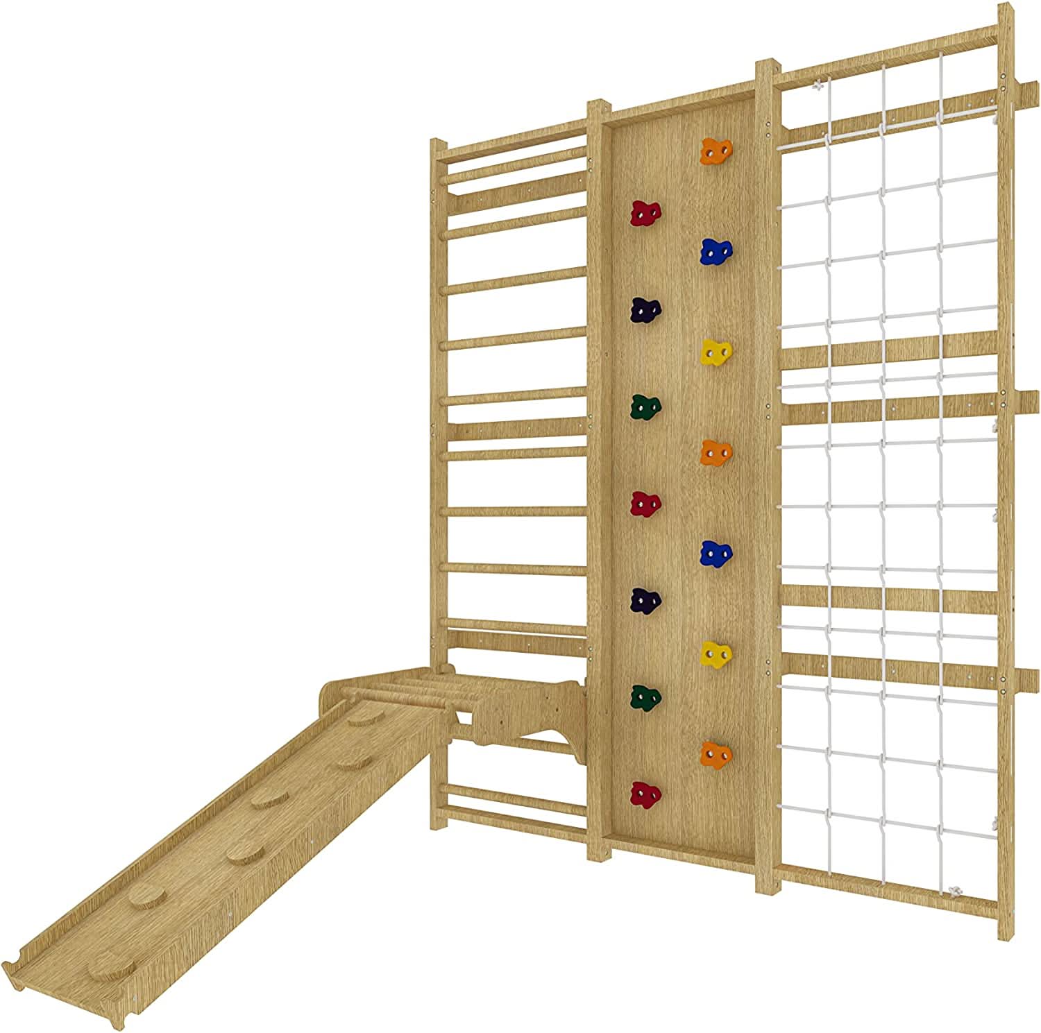 Walnut - 9 - in - 1 Swedish ladder wall gym and climber - The Nurturing Nook