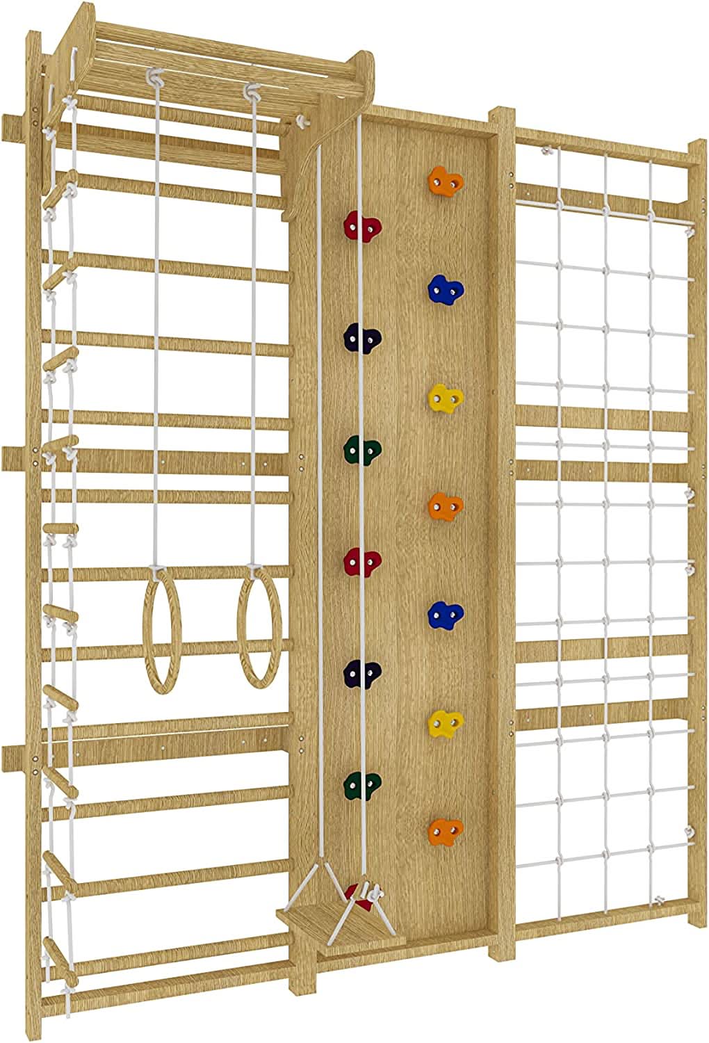 Walnut - 9 - in - 1 Swedish ladder wall gym and climber - The Nurturing Nook