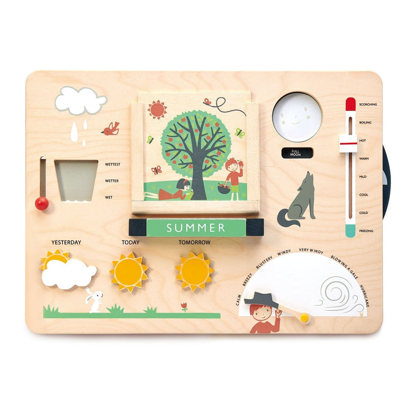 Tender Leaf interactive wooden weather watch station board