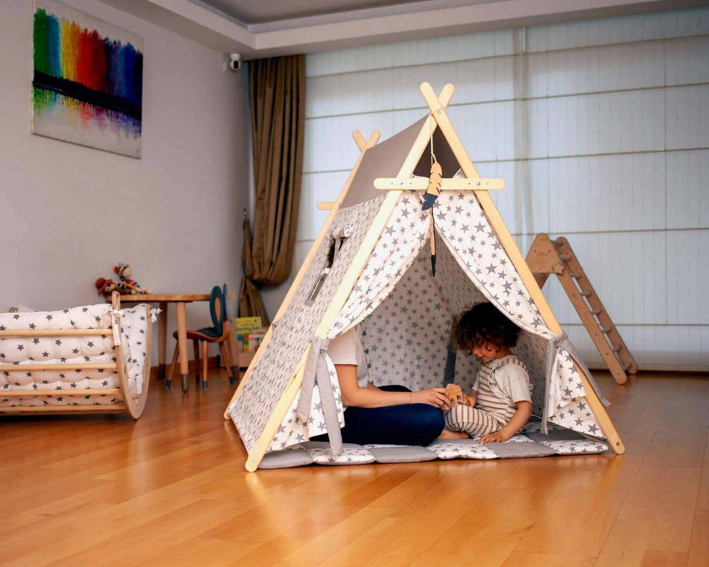 Play Tent and Play Mat / White Stars