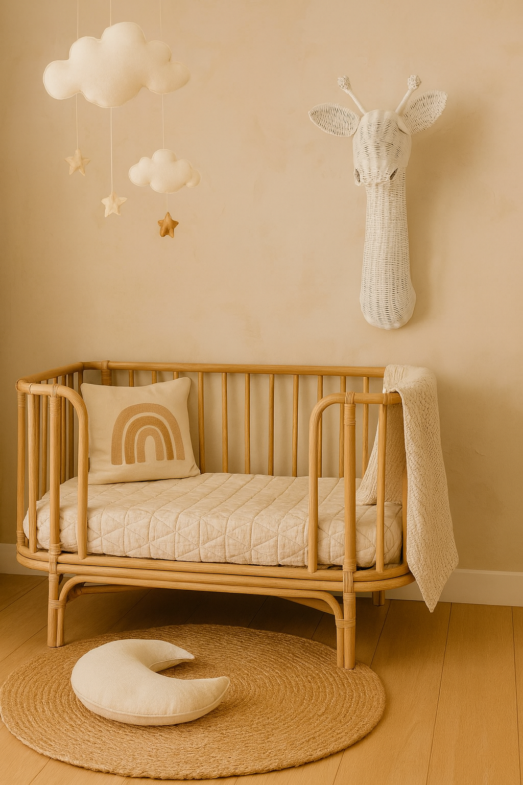 Rattan Giraffe Wall Decor – Boho Nursery & Kids Room Wall Art | Handmade Safari Animal Decor